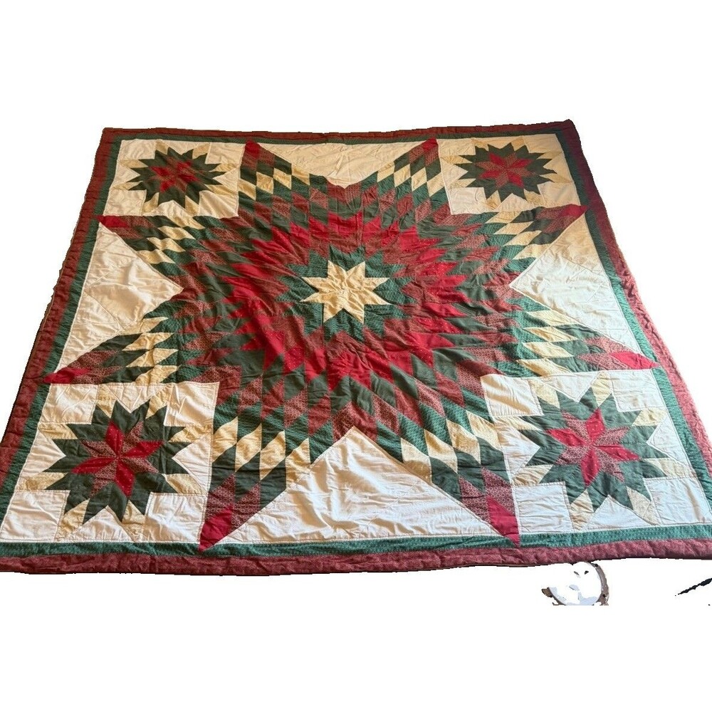Vintage‑Style Lone Star Patchwork Quilt Set – Full Size with 2 Shams